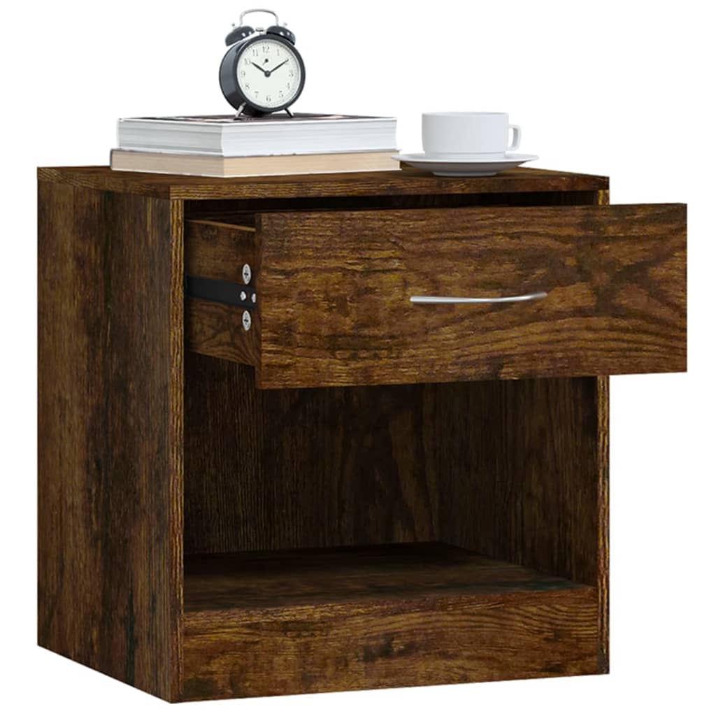 Bedside tables with drawer 2 pcs smoked oak