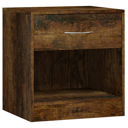 Bedside tables with drawer 2 pcs smoked oak