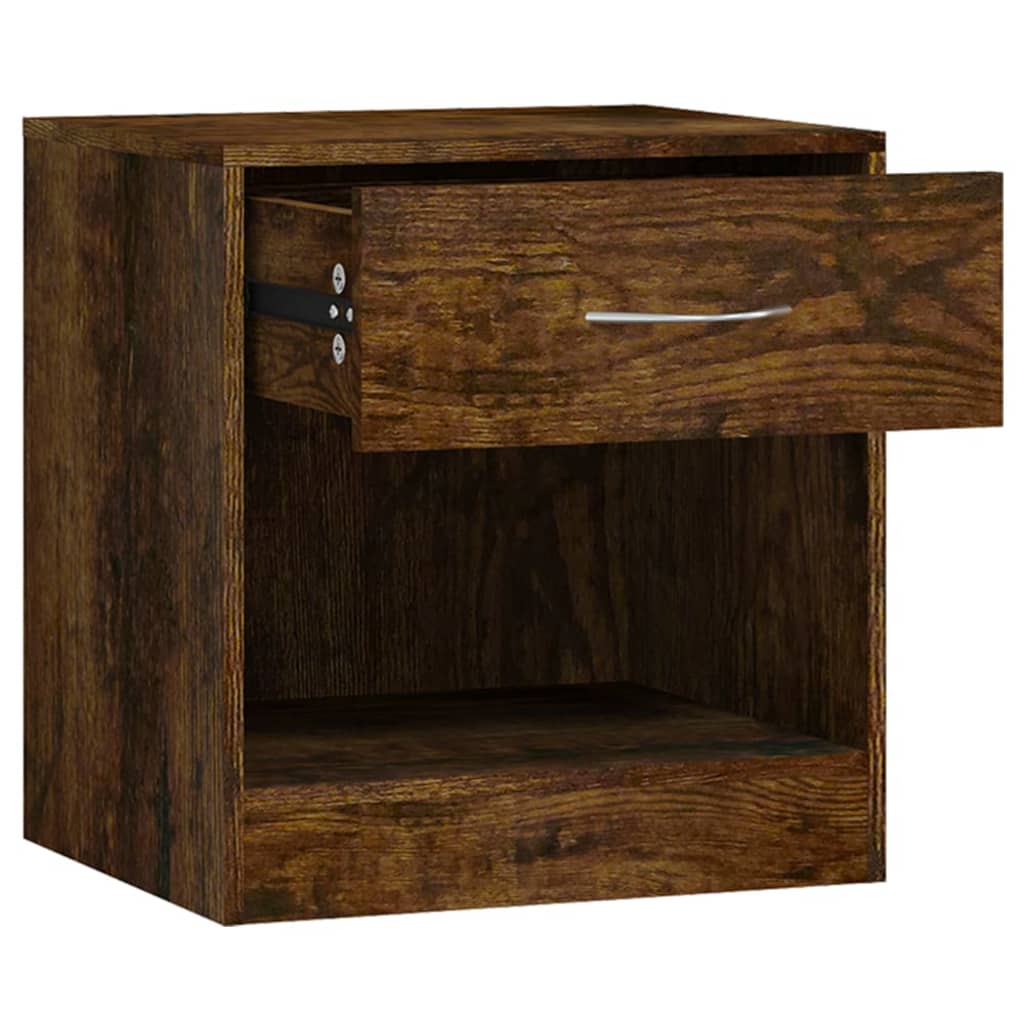 Bedside tables with drawer 2 pcs smoked oak