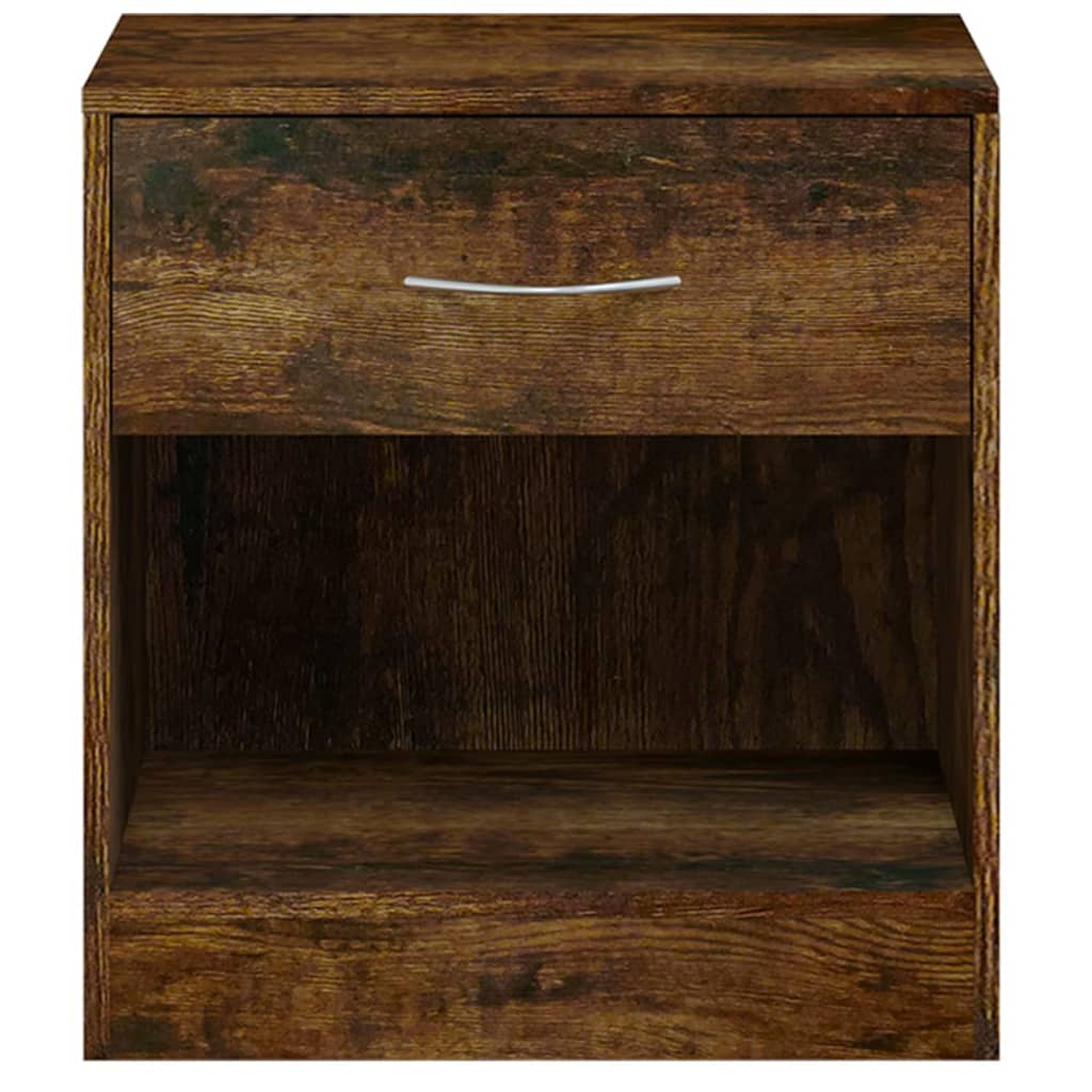 Bedside tables with drawer 2 pcs smoked oak
