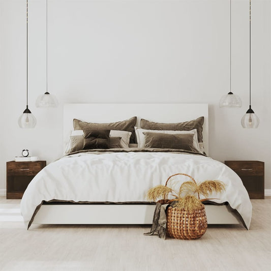 Bedside tables with drawer 2 pcs smoked oak