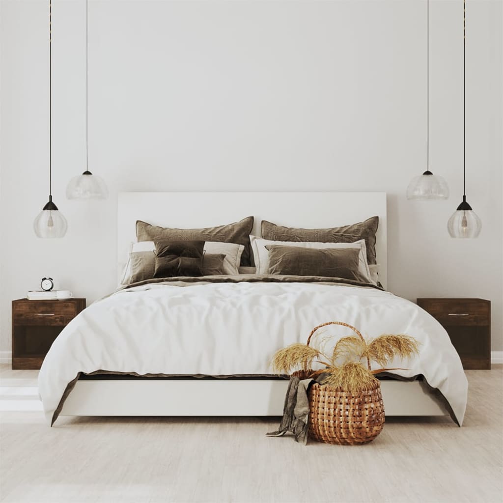 Bedside tables with drawer 2 pcs smoked oak