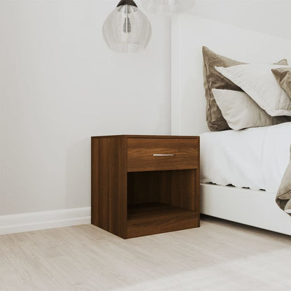 Bedside tables with drawer 2 pcs brown oak