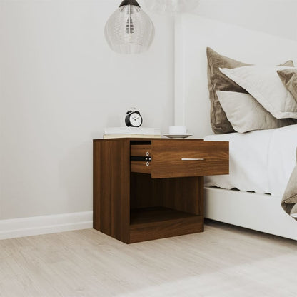 Bedside tables with drawer 2 pcs brown oak