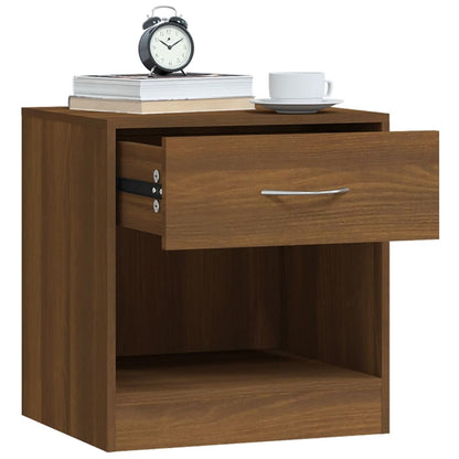 Bedside tables with drawer 2 pcs brown oak