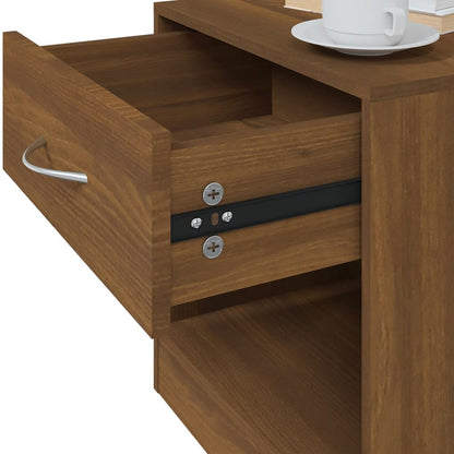 Bedside tables with drawer 2 pcs brown oak