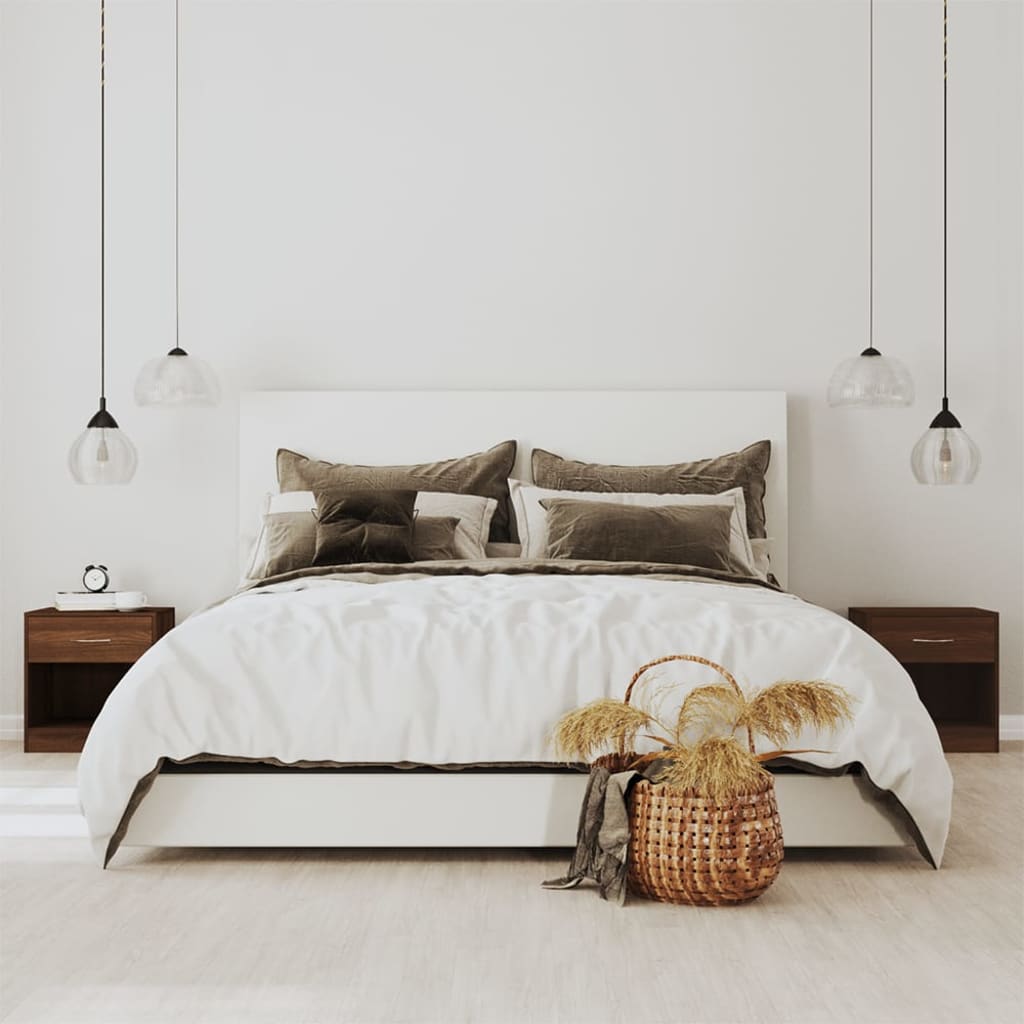 Bedside tables with drawer 2 pcs brown oak