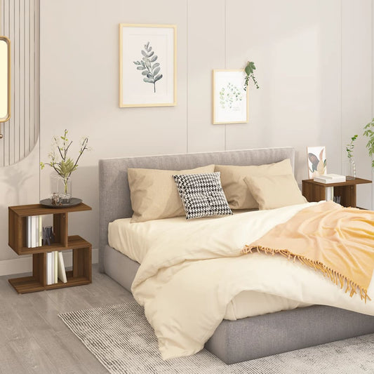 Bedside tables 2pcs 50x30x51.5cm derived from cast oak wood.