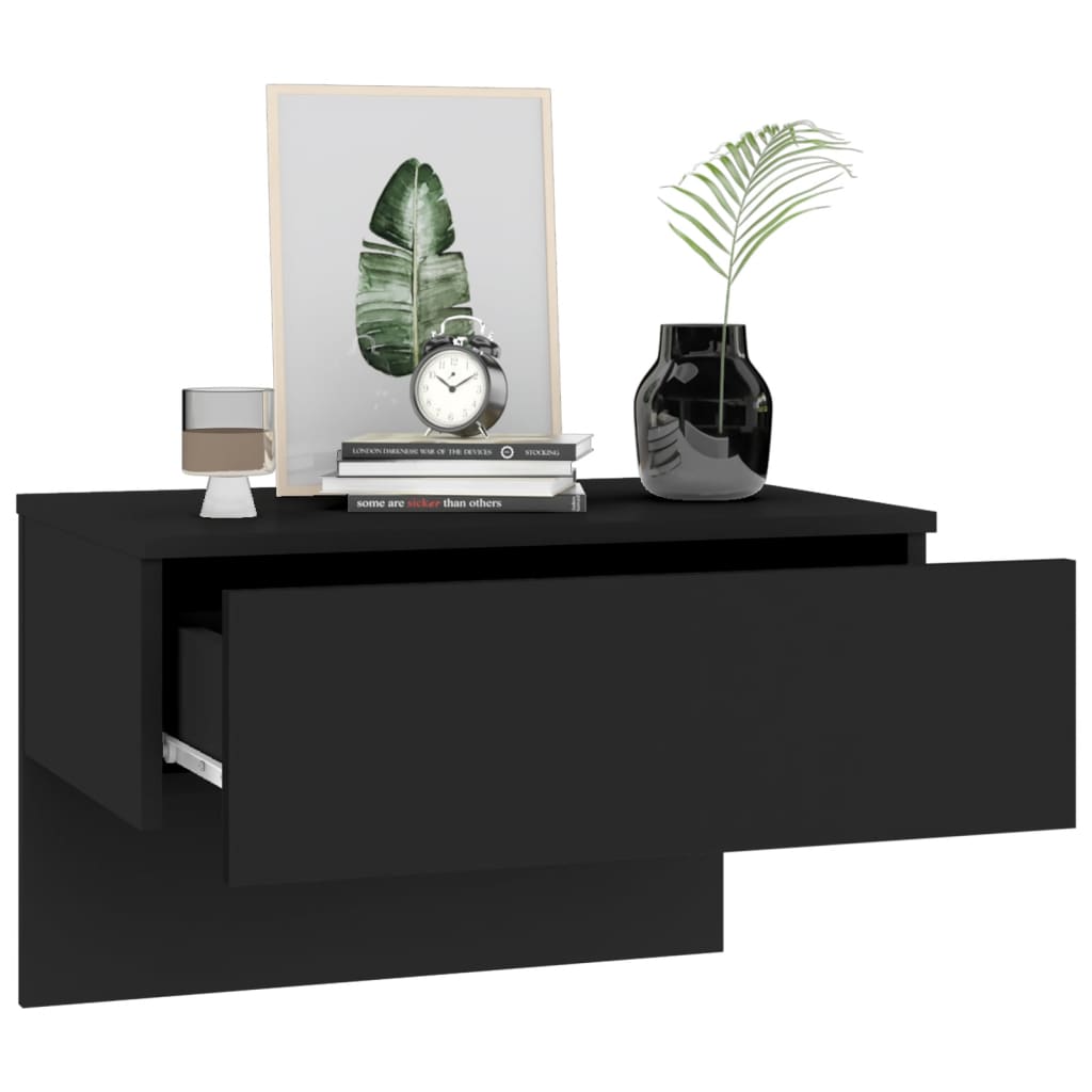 Mesa de cabeceira montagem na parede preto