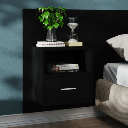 Bedside tables wall mount 2 pcs black