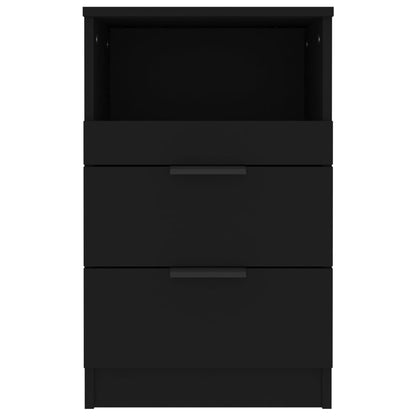 Black processed wood bedside table