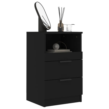 Black processed wood bedside table