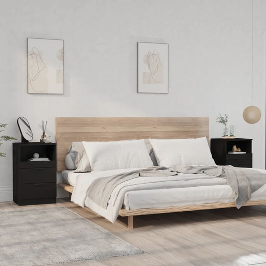 Bedside tables 2 pcs processed wood black