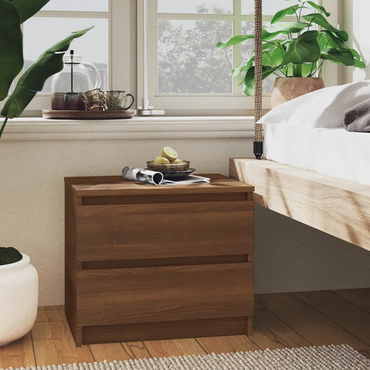 Bedside table 50x39x43.5cm brown oak wood derivatives