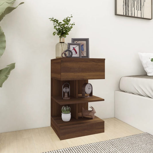 Bedside table 2pcs 40x35x65cm derived from brown oak wood