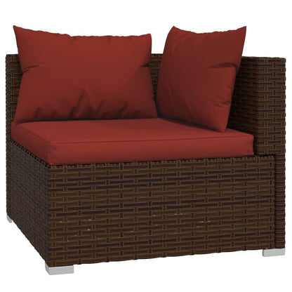 10 pcs conjunto lounge jardim c/ almofadões vime PE castanho