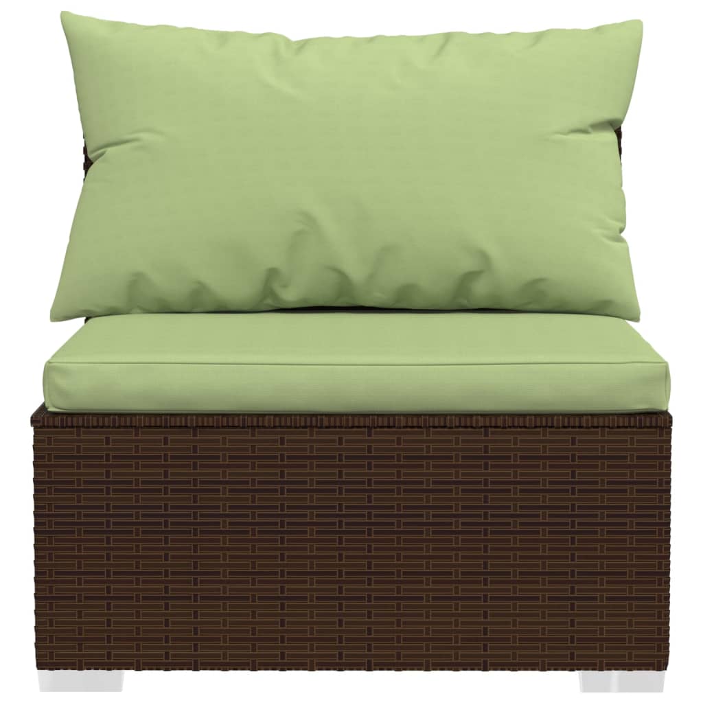 10 pcs conjunto lounge jardim c/ almofadões vime PE castanho