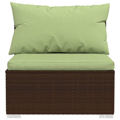 10 pcs conjunto lounge jardim c/ almofadões vime PE castanho