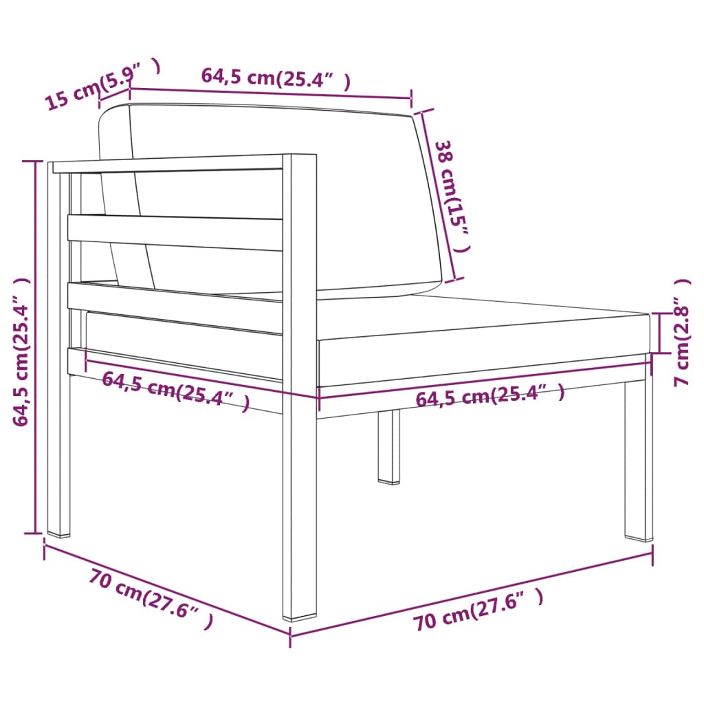 10 pcs conjunto lounge jardim com almofadões alumínio antracite