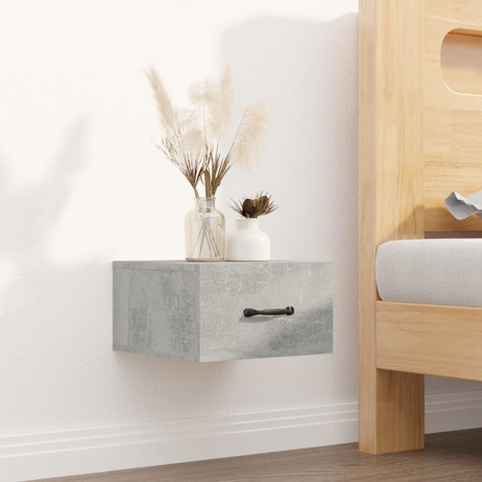Wall mounted bedside table 35x35x20 cm cement grey