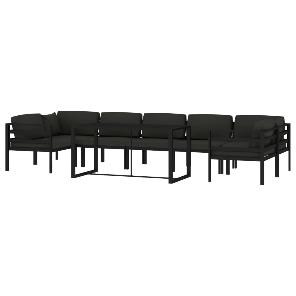 8 pcs conjunto lounge jardim com almofadões alumínio antracite