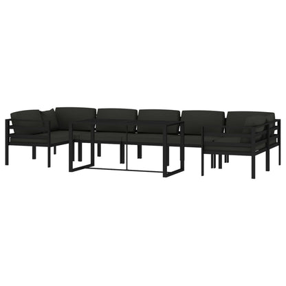 8 pcs conjunto lounge jardim com almofadões alumínio antracite