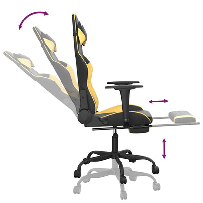 Cadeira gaming massagens c/ apoio pés couro artif. Ouro/Preto