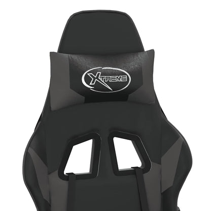 Cadeira gaming massagens c/ apoio pés couro artif. preto/cinza