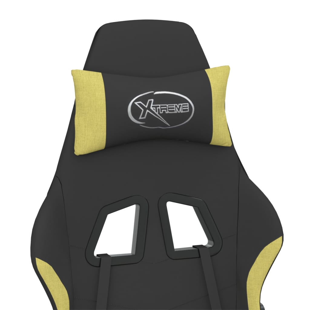 Cadeira gaming de massagens tecido preto e verde-claro