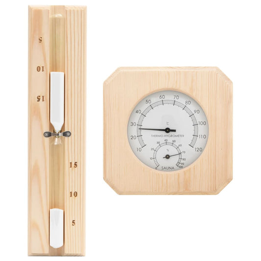 2 in 1 sauna hygrothermograph/timer set. solid pine sand