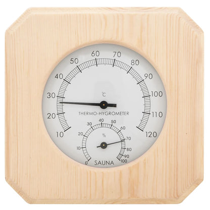 2 in 1 sauna hygrothermograph/timer set. solid pine sand