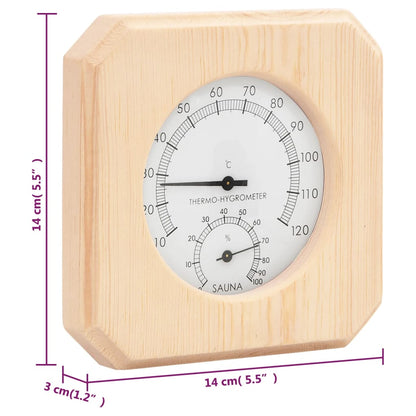 2 in 1 sauna hygrothermograph/timer set. solid pine sand