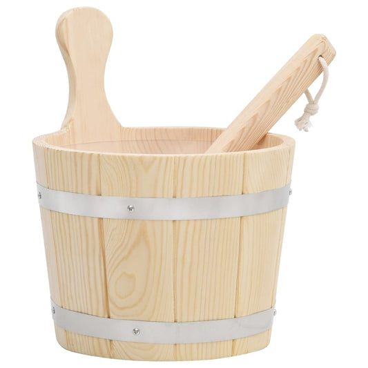 Conjunto de balde e concha de sauna madeira de pinho maciça