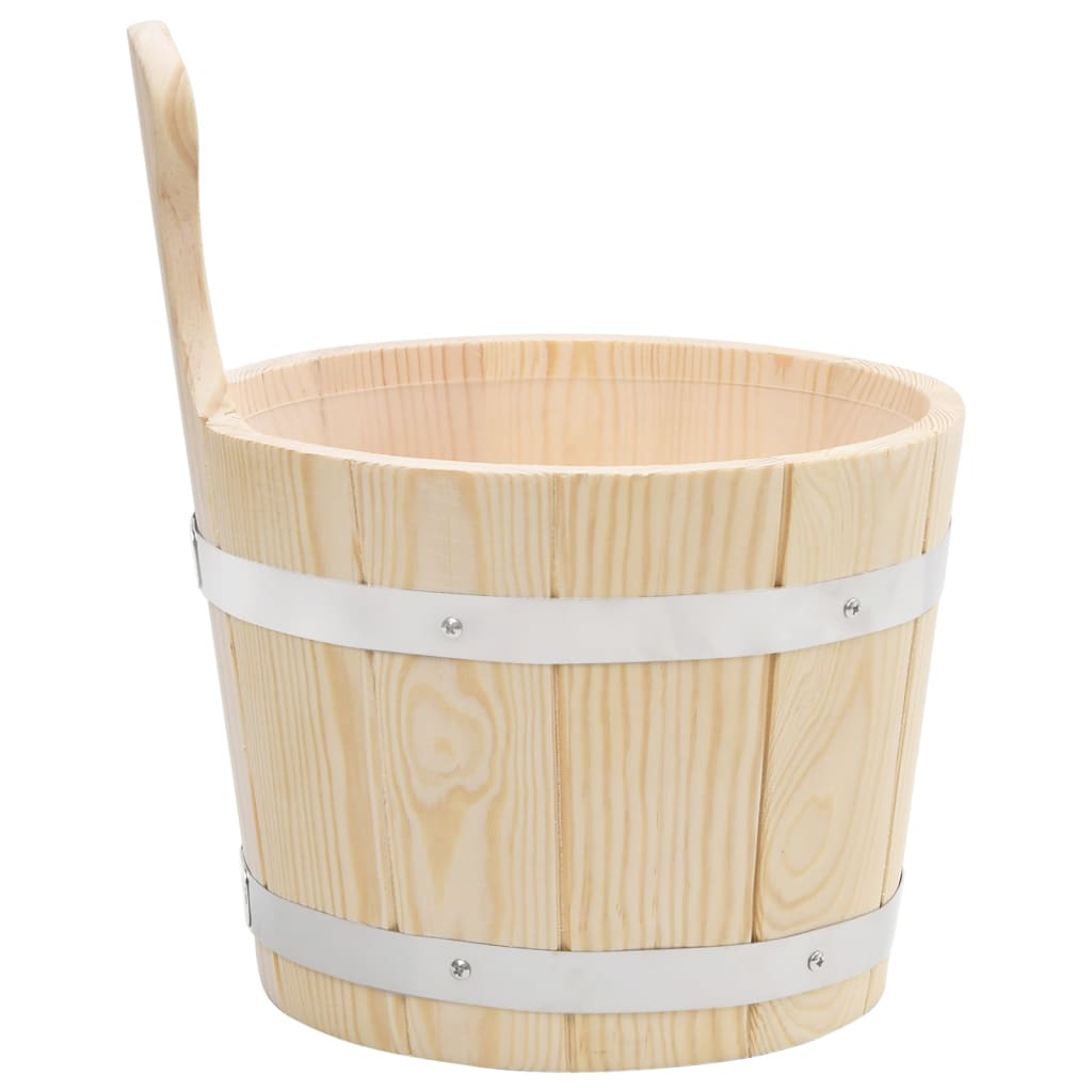 Conjunto de balde e concha de sauna madeira de pinho maciça