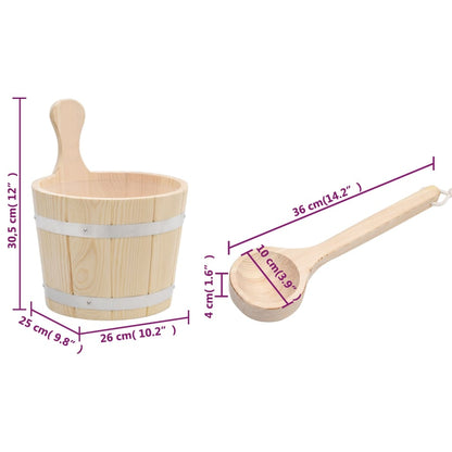 Conjunto de balde e concha de sauna madeira de pinho maciça