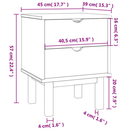 OTTA bedside table 45x39x57 cm solid pine brown/grey