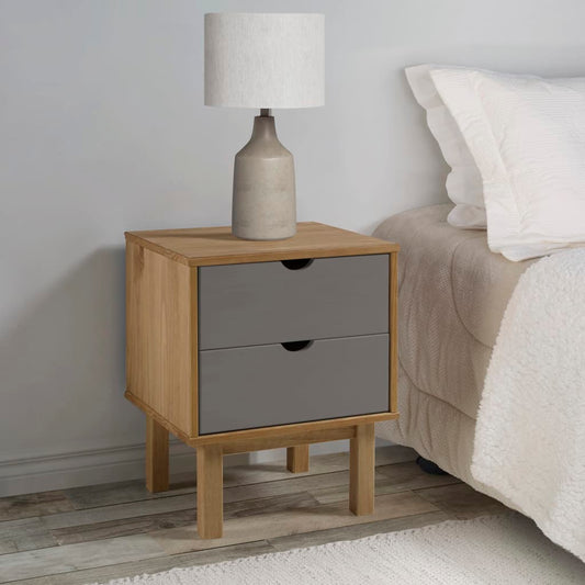 OTTA bedside table 45x39x57 cm solid pine brown/grey