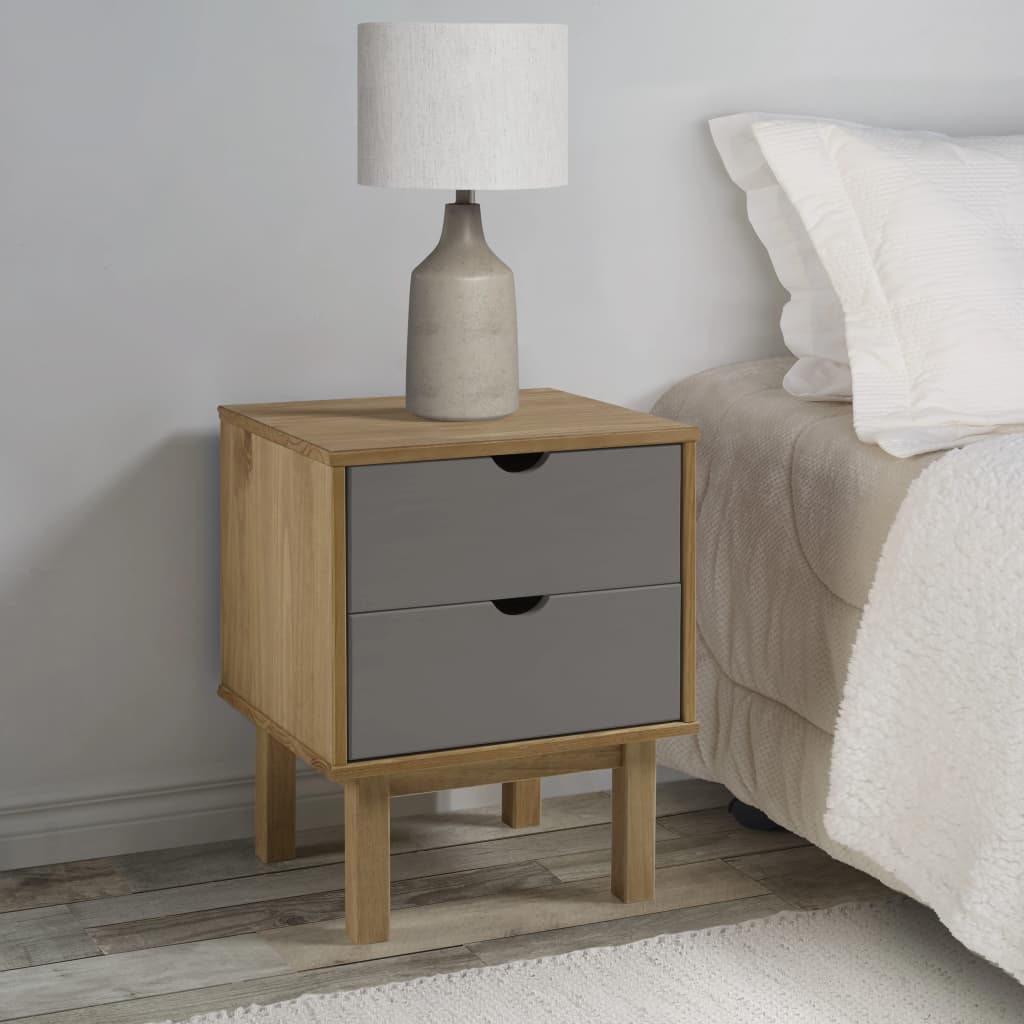 OTTA bedside table 45x39x57 cm solid pine brown/grey
