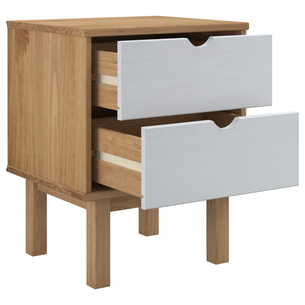 OTTA bedside table 45x39x57 cm solid pine brown/white