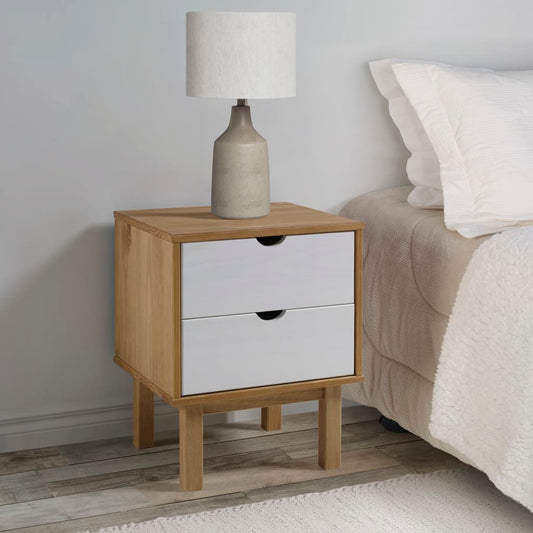 OTTA bedside table 45x39x57 cm solid pine brown/white