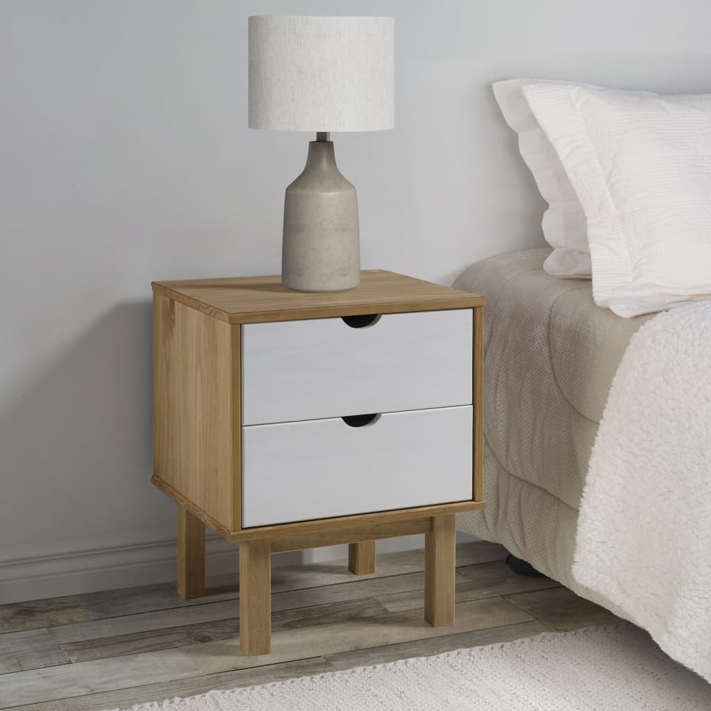 OTTA bedside table 45x39x57 cm solid pine brown/white