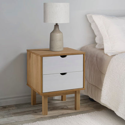 OTTA bedside table 45x39x57 cm solid pine brown/white