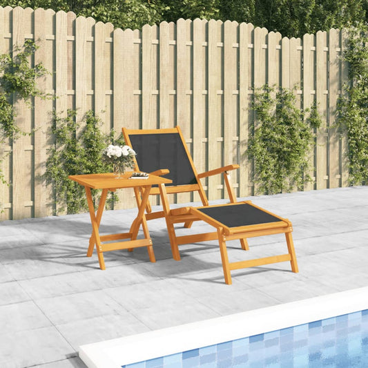 Outdoor terrace chair with solid acacia/textilene table
