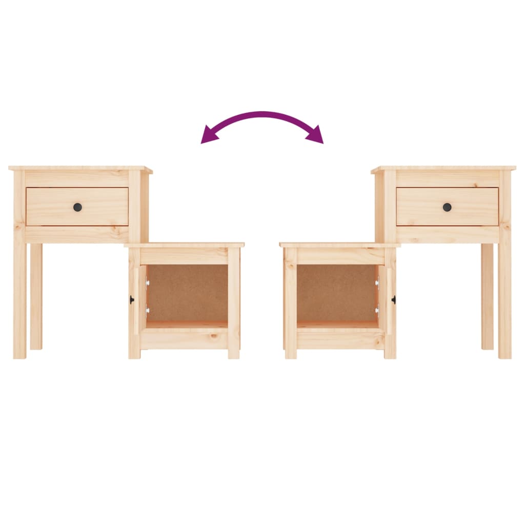 Bedside table 79.5x38x65.5 cm solid pine wood