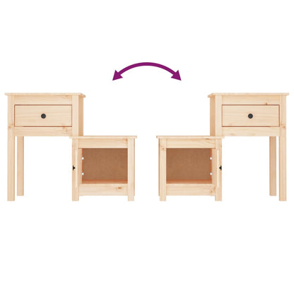 Bedside table 79.5x38x65.5 cm solid pine wood