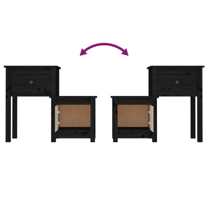Bedside tables 2 pcs 79.5x38x65.5 cm solid pine black