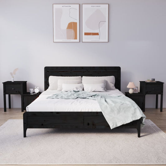 Bedside tables 2 pcs 79.5x38x65.5 cm solid pine black