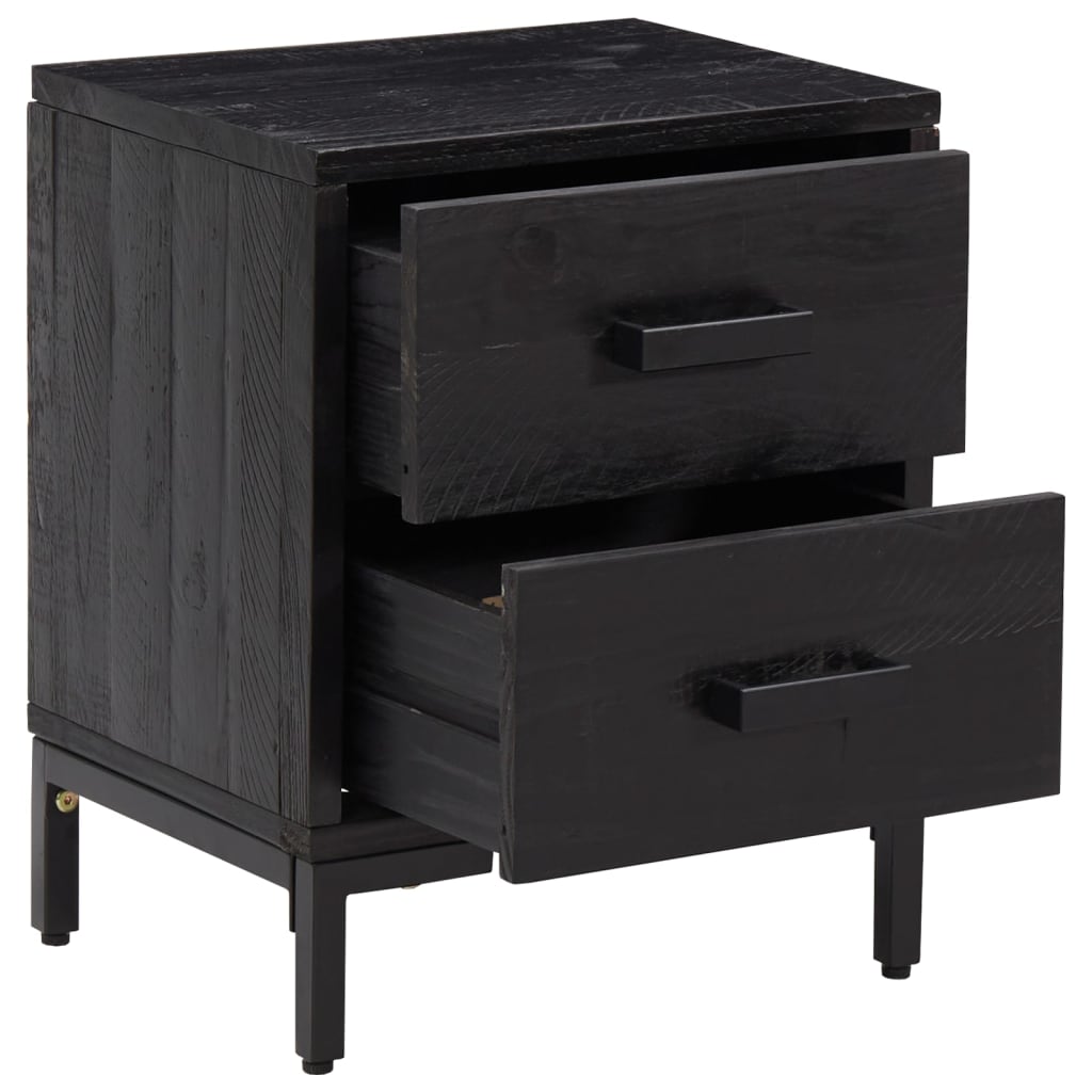 Bedside table 36x30x45 cm solid pine black