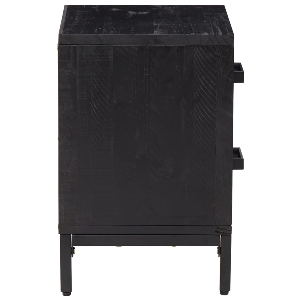 Bedside table 36x30x45 cm solid pine black