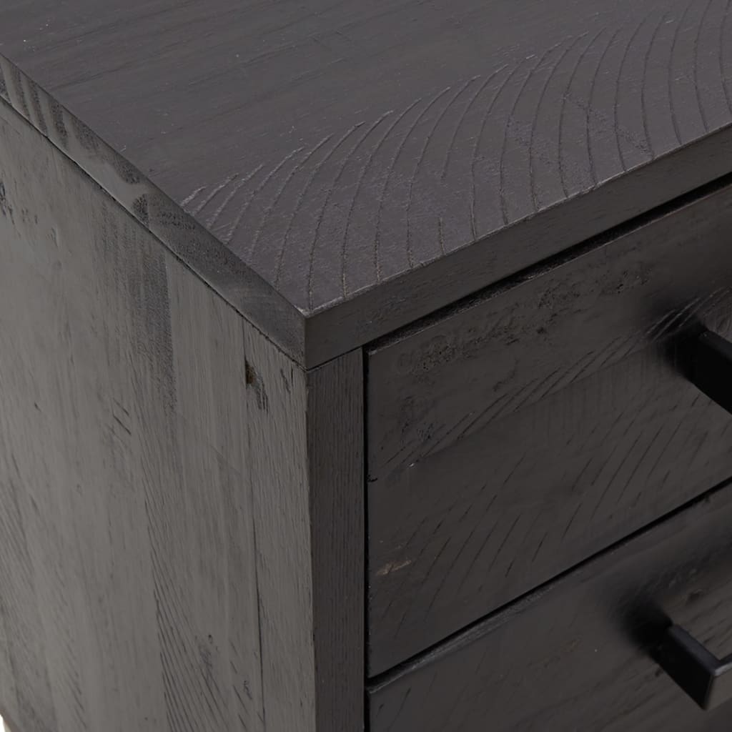 Bedside table 36x30x45 cm solid pine black